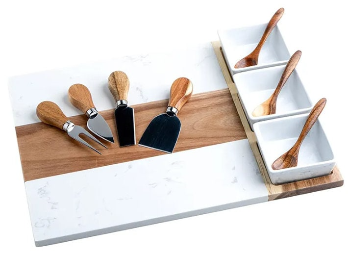 Luxury Marble & Acacia Charcuterie Board Set – 11-Piece