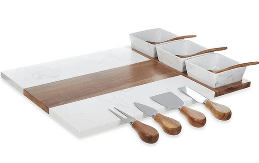 Luxury Marble & Acacia Charcuterie Board Set – 11-Piece