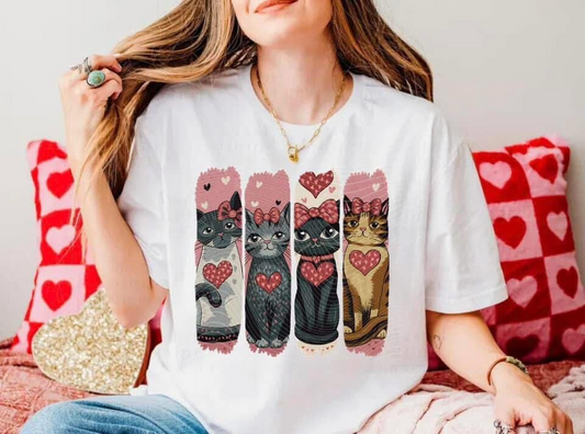 Valentine’s Cat & Hearts T-Shirt