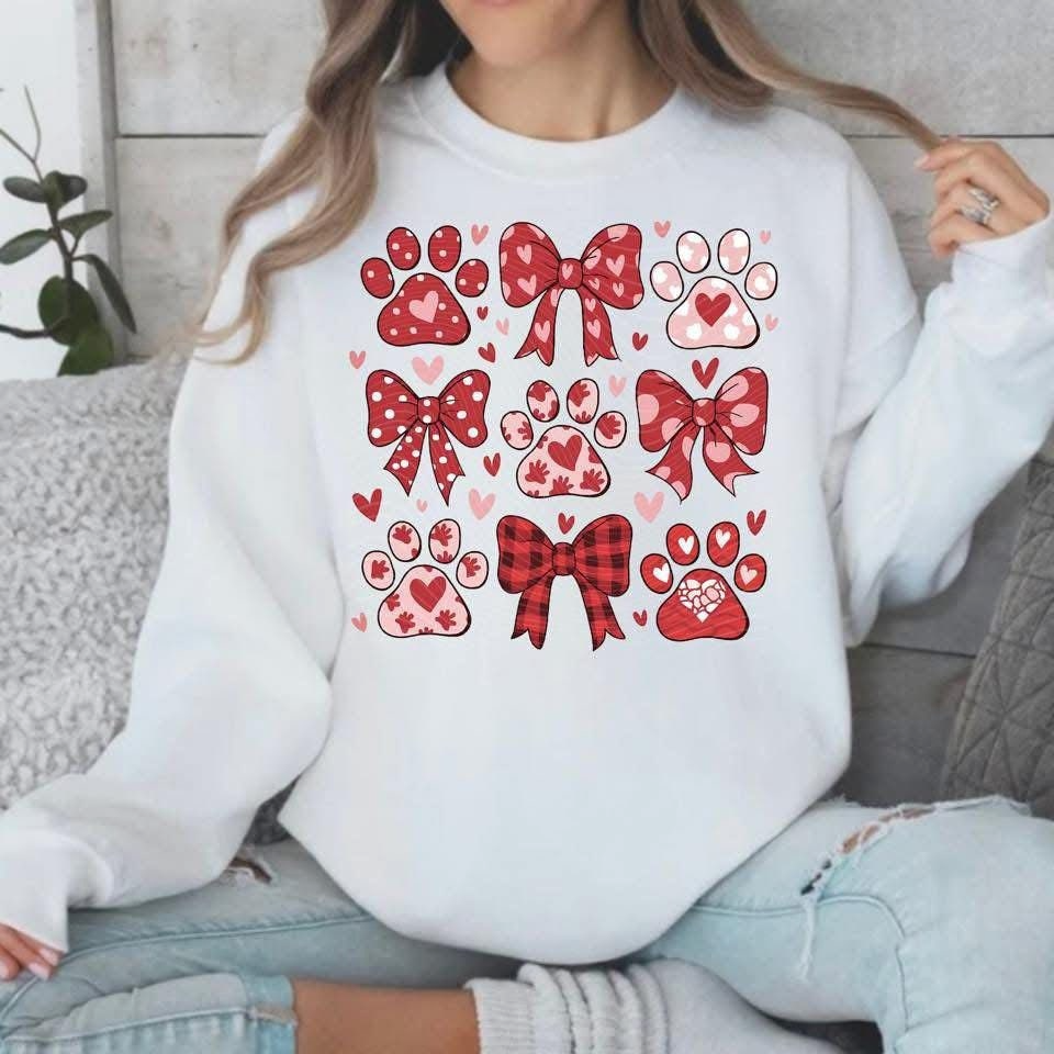 Valentine’s Day Applique Dog Paw Sweatshirt