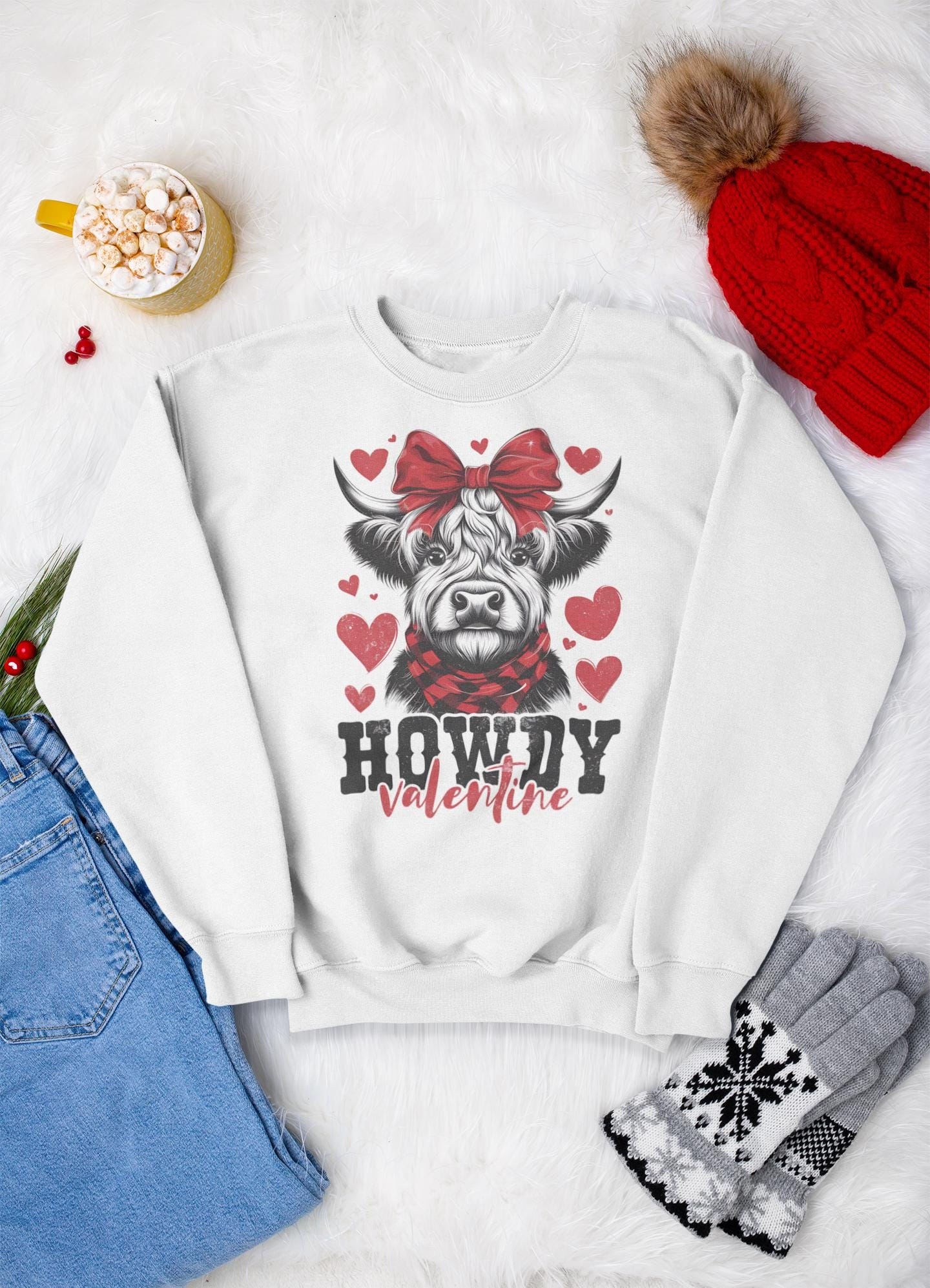 Howdy Valentine Highland Cow Sweatshirt