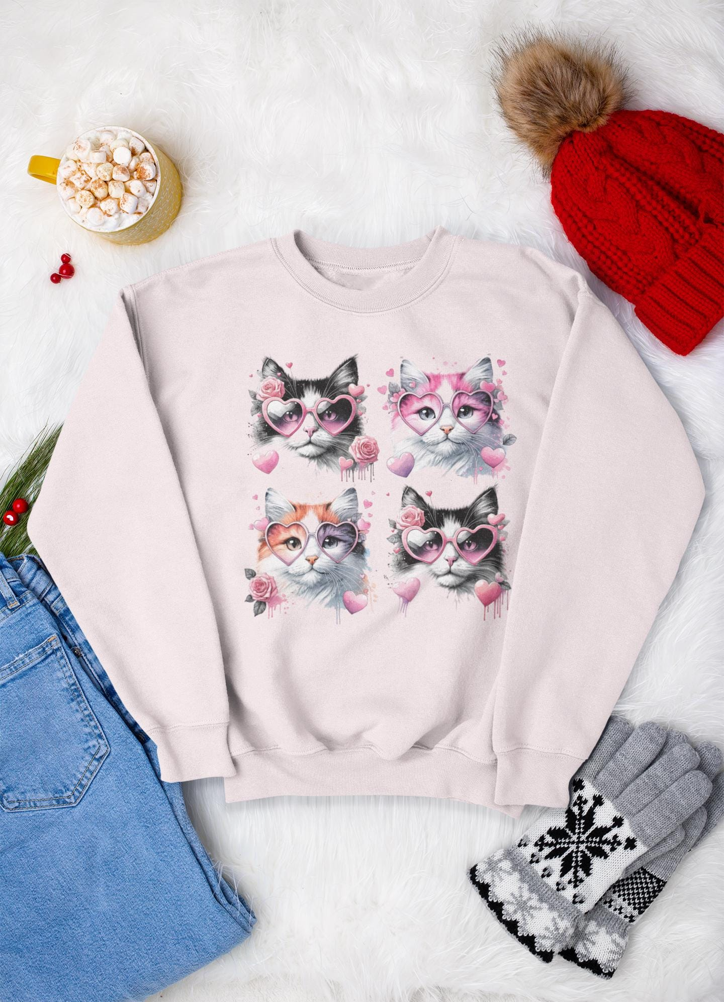 Cat Lover Valentine Sweatshirt