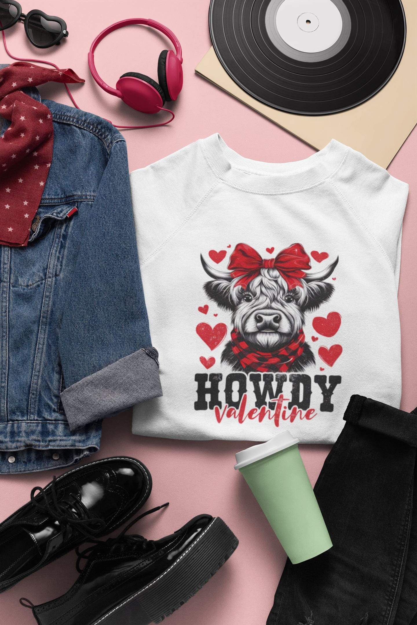 Howdy Valentine Highland Cow Sweatshirt