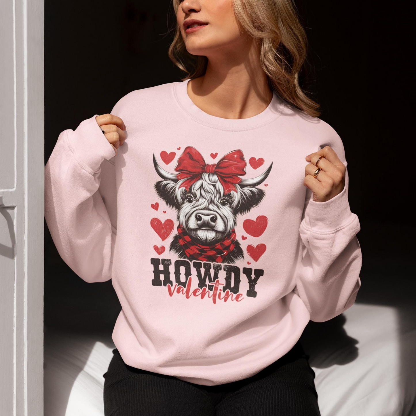 Howdy Valentine Highland Cow Sweatshirt